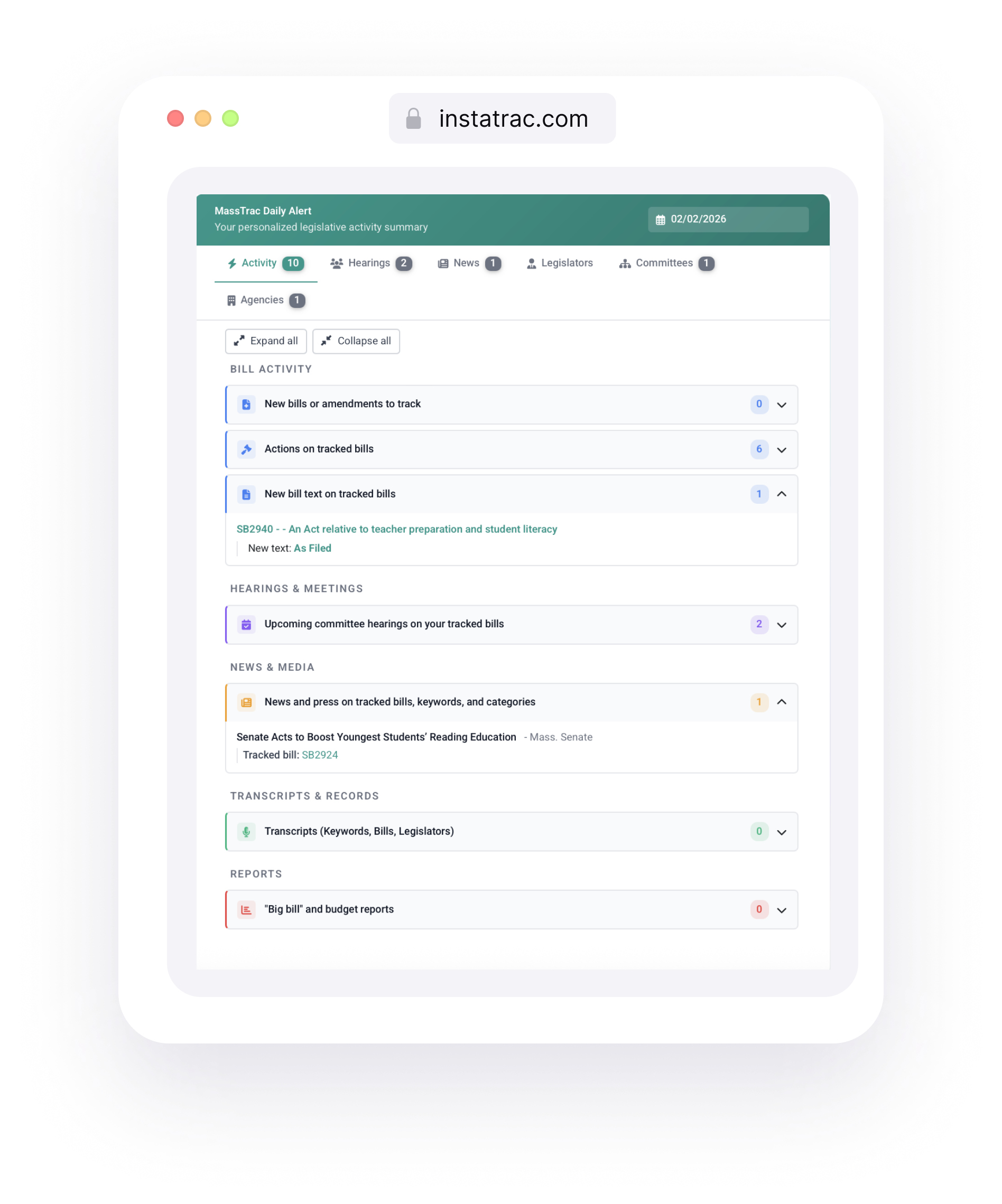 Proactive legislative notifications