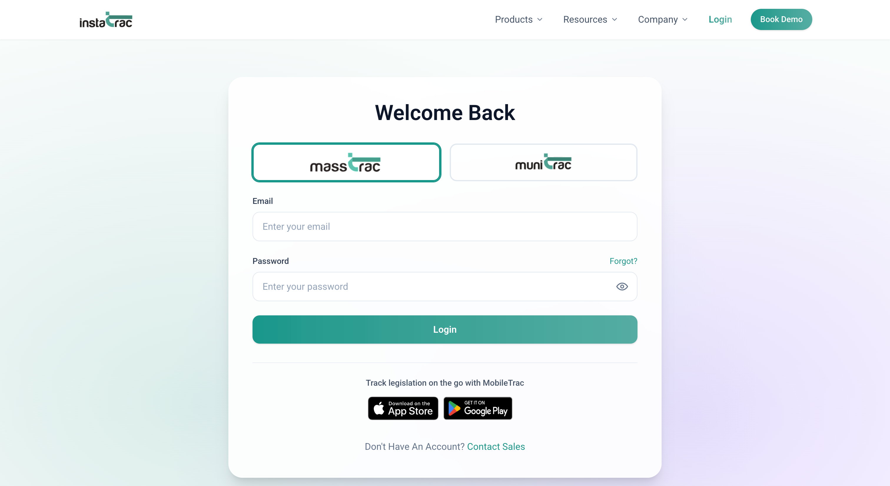 Log-in screen for InstaTrac's MassTrac site. Log-in screen for InstaTrac's MassTrac product.